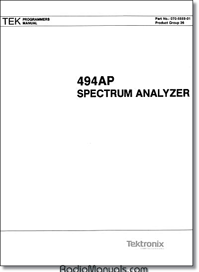 Tektronix 494AP Programming Manual